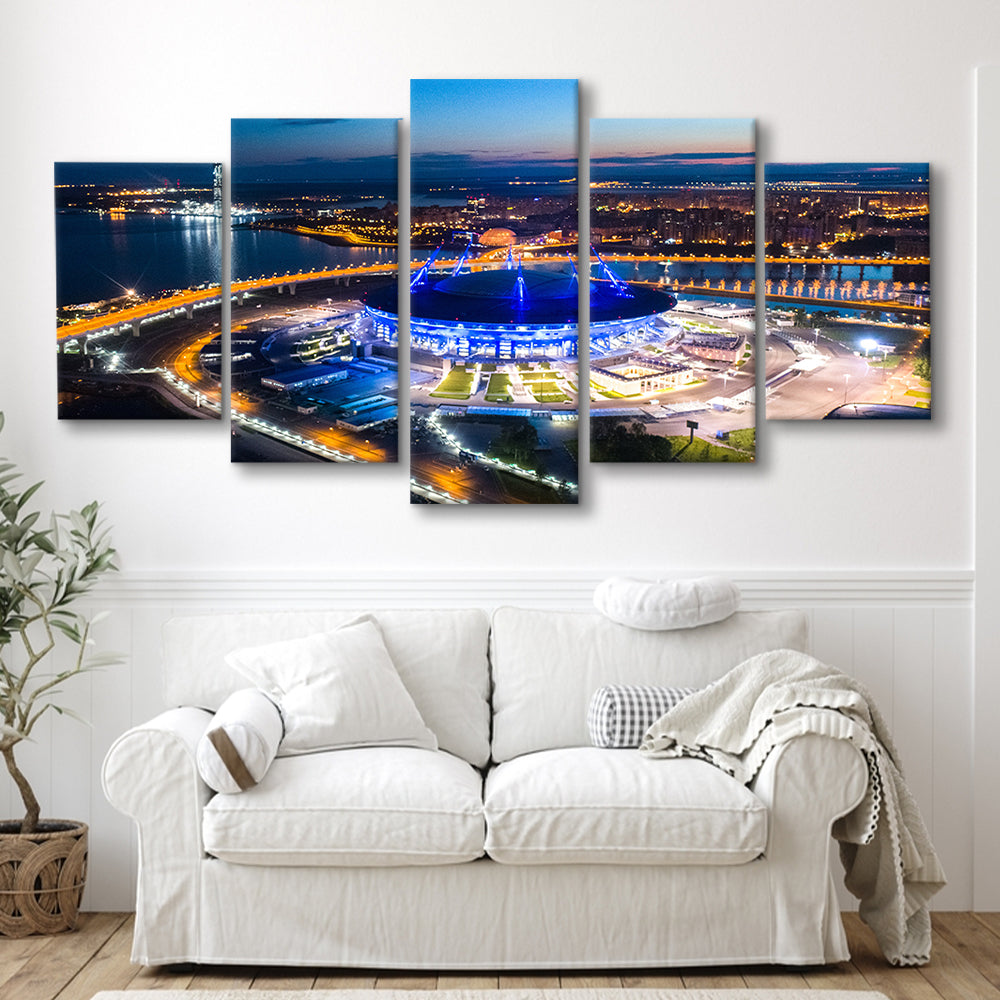 Krestovsky Stadium Saint petersburg, Stadium Canvas, Sport Art, Gift for him, 5 Panel, Large Canvas, Canvas Print Wall Art