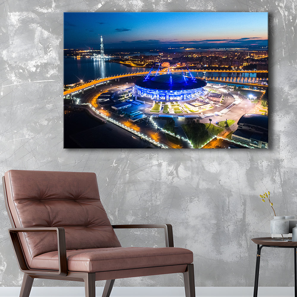 Krestovsky Stadium Saint petersburg, Stadium Canvas, Sport Art, Gift for him, Man Cave Decor, Art Print, Canvas Print Wall Art