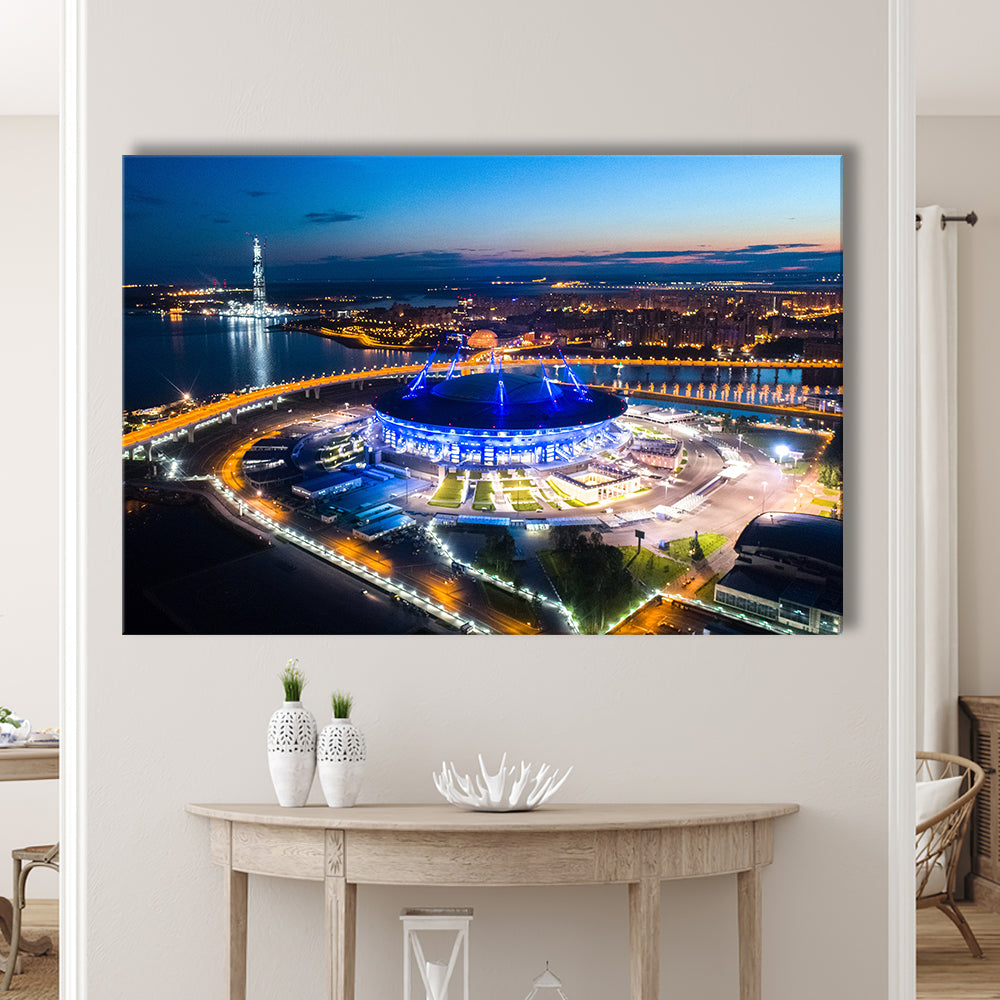 Krestovsky Stadium Saint petersburg, Stadium Canvas, Sport Art, Gift for him, Man Cave Decor, Art Print, Canvas Print Wall Art