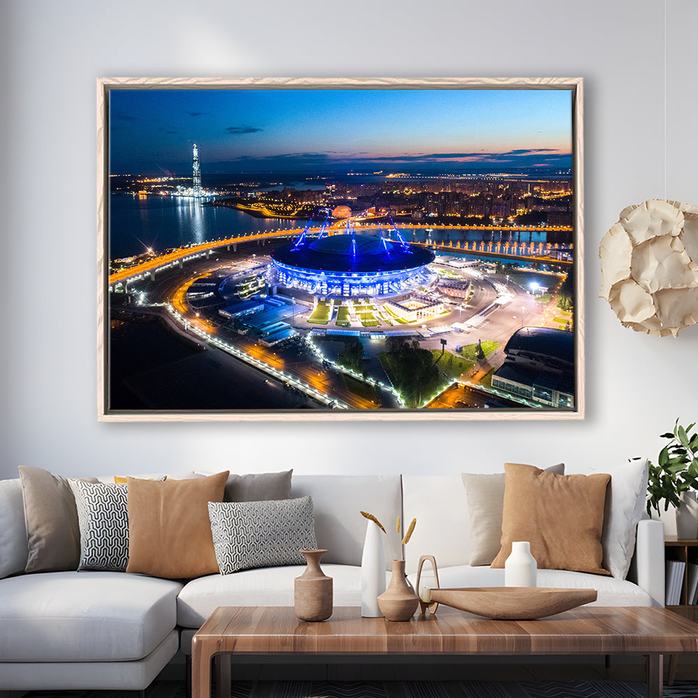 Krestovsky Stadium Saint petersburg, Stadium Canvas, Sport Art, Framed Canvas Print Wall Art, Floating Frame