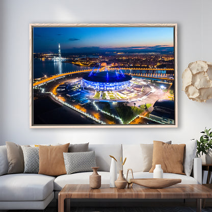 Krestovsky Stadium Saint petersburg, Stadium Canvas, Sport Art, Framed Canvas Print Wall Art, Floating Frame