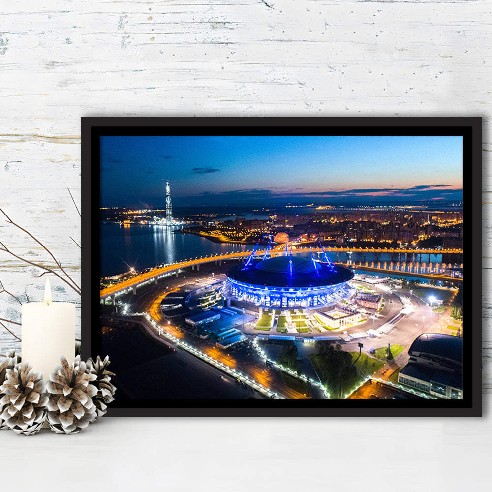 Krestovsky Stadium Saint petersburg, Stadium Canvas, Sport Art, Framed Canvas Print Wall Art, Floating Frame