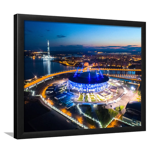Krestovsky Stadium Saint petersburg, Stadium Canvas, Sport Art, Gift for him, Framed Art Print Wall Decor, Picture Framed