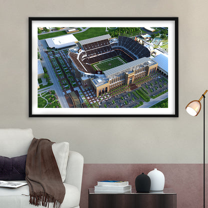 Kyle Field Ariel View, Stadium Canvas, Sport Art, Gift for him, White Border Framed Art Print Wall Decor