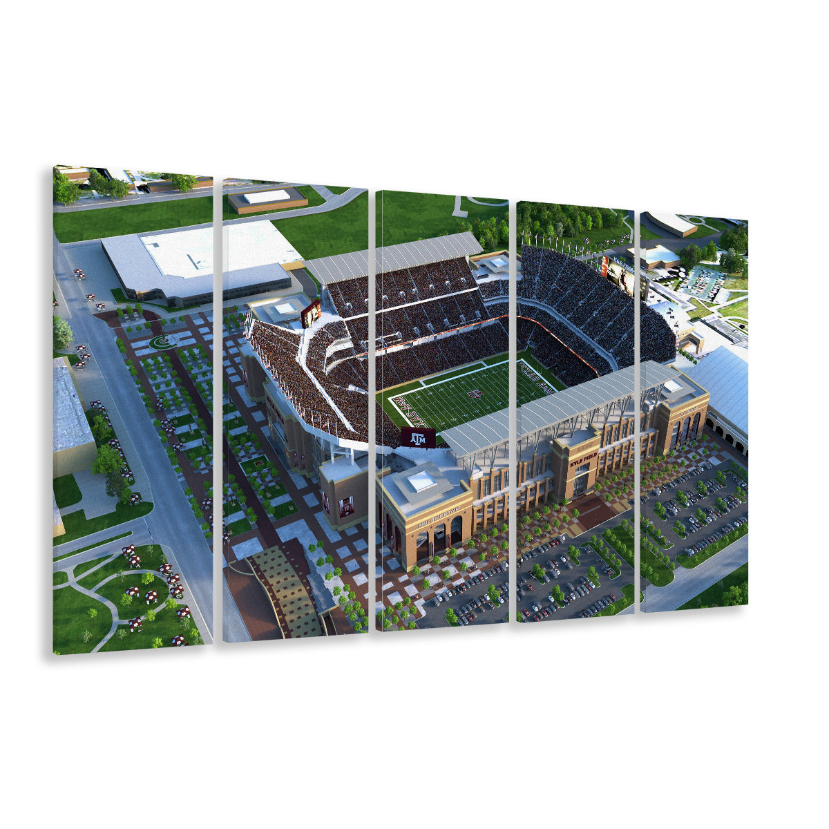 Kyle Field Ariel View, Stadium Canvas, Sport Art, 5 Panel B, Extra Large Canvas, Canvas Print Wall Art
