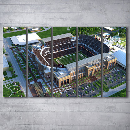 Kyle Field Ariel View, Stadium Canvas, Sport Art, 5 Panel B, Extra Large Canvas, Canvas Print Wall Art