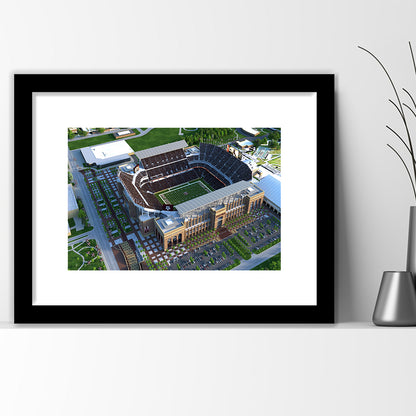 Kyle Field Ariel View, Stadium Canvas, Sport Art, Gift for him, White Border Framed Art Print Wall Decor