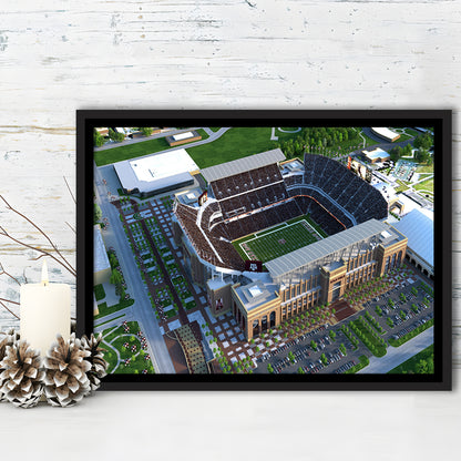 Kyle Field Ariel View, Stadium Canvas, Sport Art, Framed Canvas Print Wall Art, Floating Frame