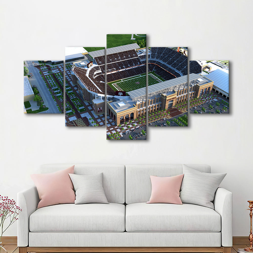 Kyle Field Ariel View, Stadium Canvas, Sport Art, Gift for him, 5 Panel, Large Canvas, Canvas Print Wall Art