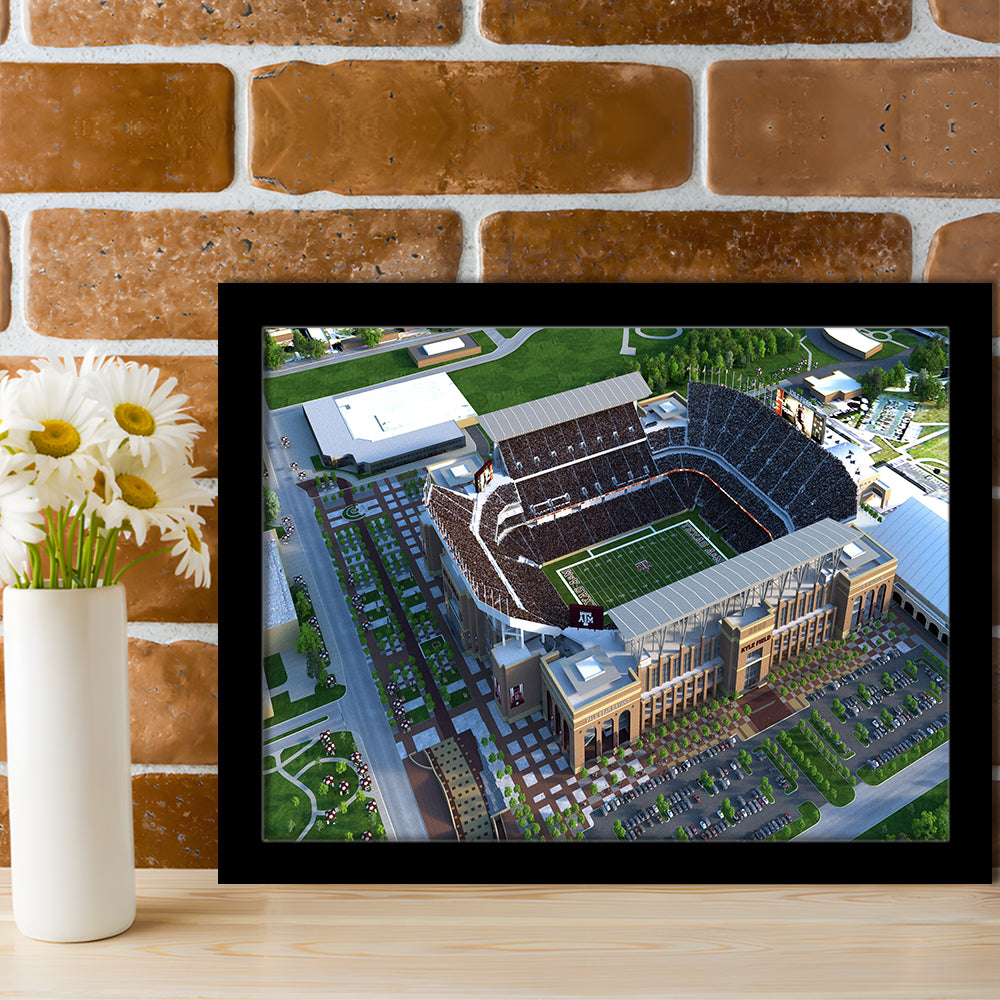 Kyle Field Ariel View, Stadium Canvas, Sport Art, Gift for him, Framed Art Print Wall Decor, Picture Framed