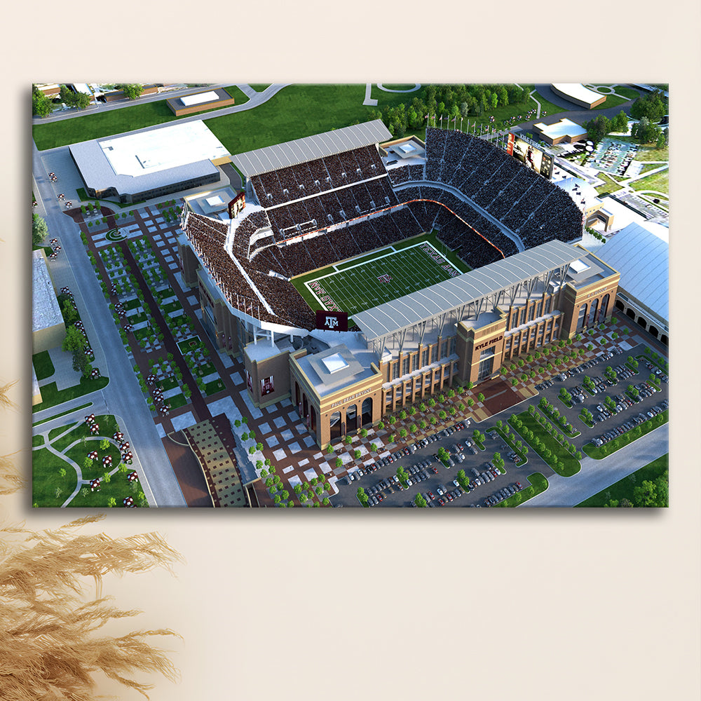 Kyle Field Ariel View, Stadium Canvas, Sport Art, Gift for him, Man Cave Decor, Art Print, Canvas Print Wall Art
