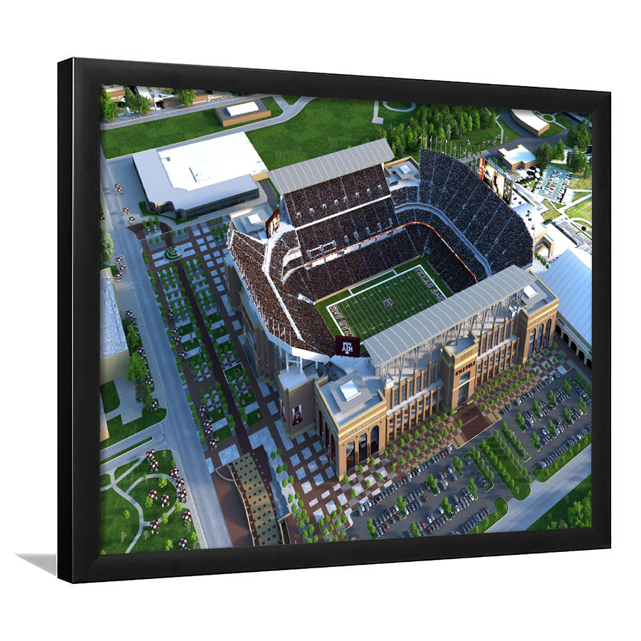 Kyle Field Ariel View, Stadium Canvas, Sport Art, Gift for him, Framed Art Print Wall Decor, Picture Framed