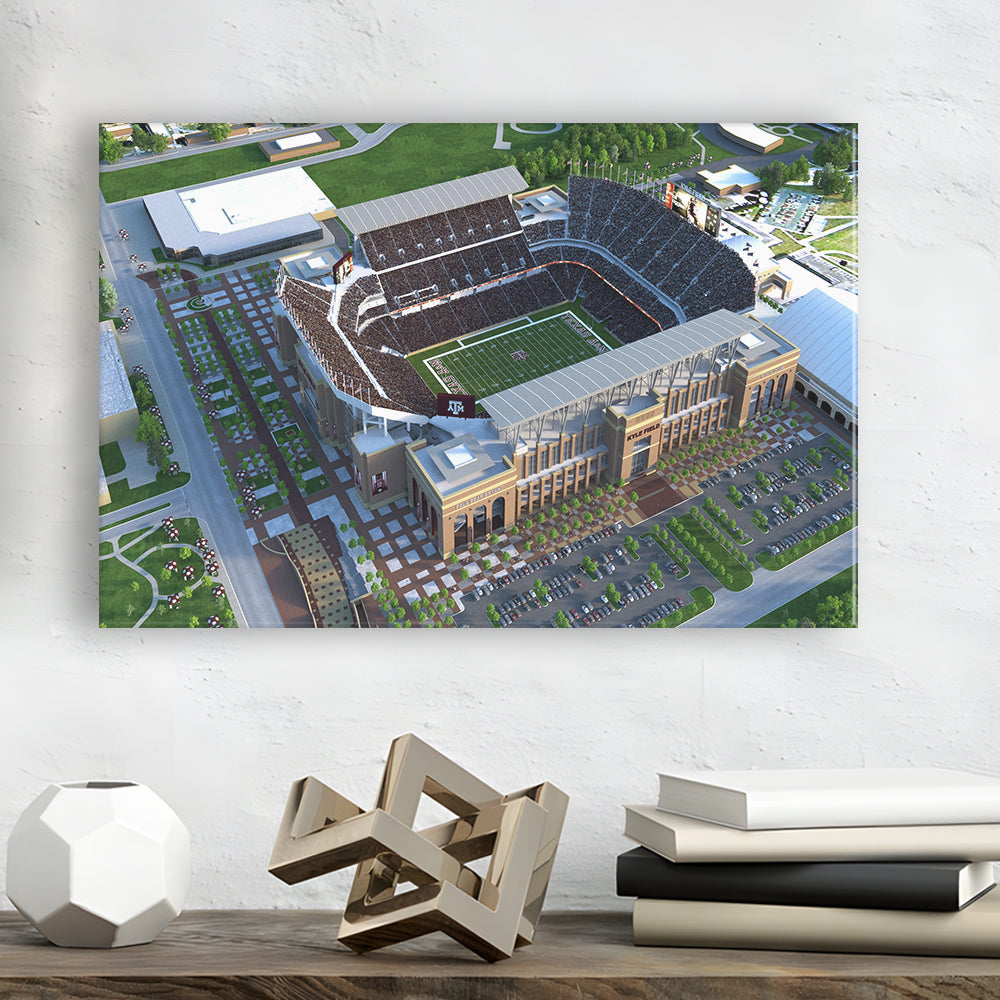 Kyle Field Ariel View, Stadium Canvas, Sport Art, Gift for him, Man Cave Decor, Art Print, Canvas Print Wall Art