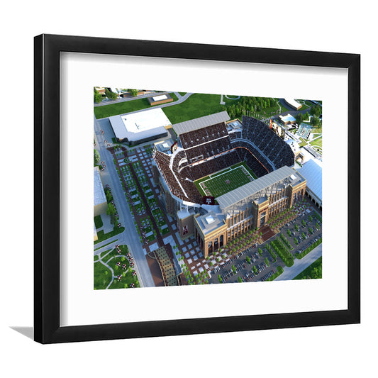 Kyle Field Ariel View, Stadium Canvas, Sport Art, Gift for him, White Border Framed Art Print Wall Decor