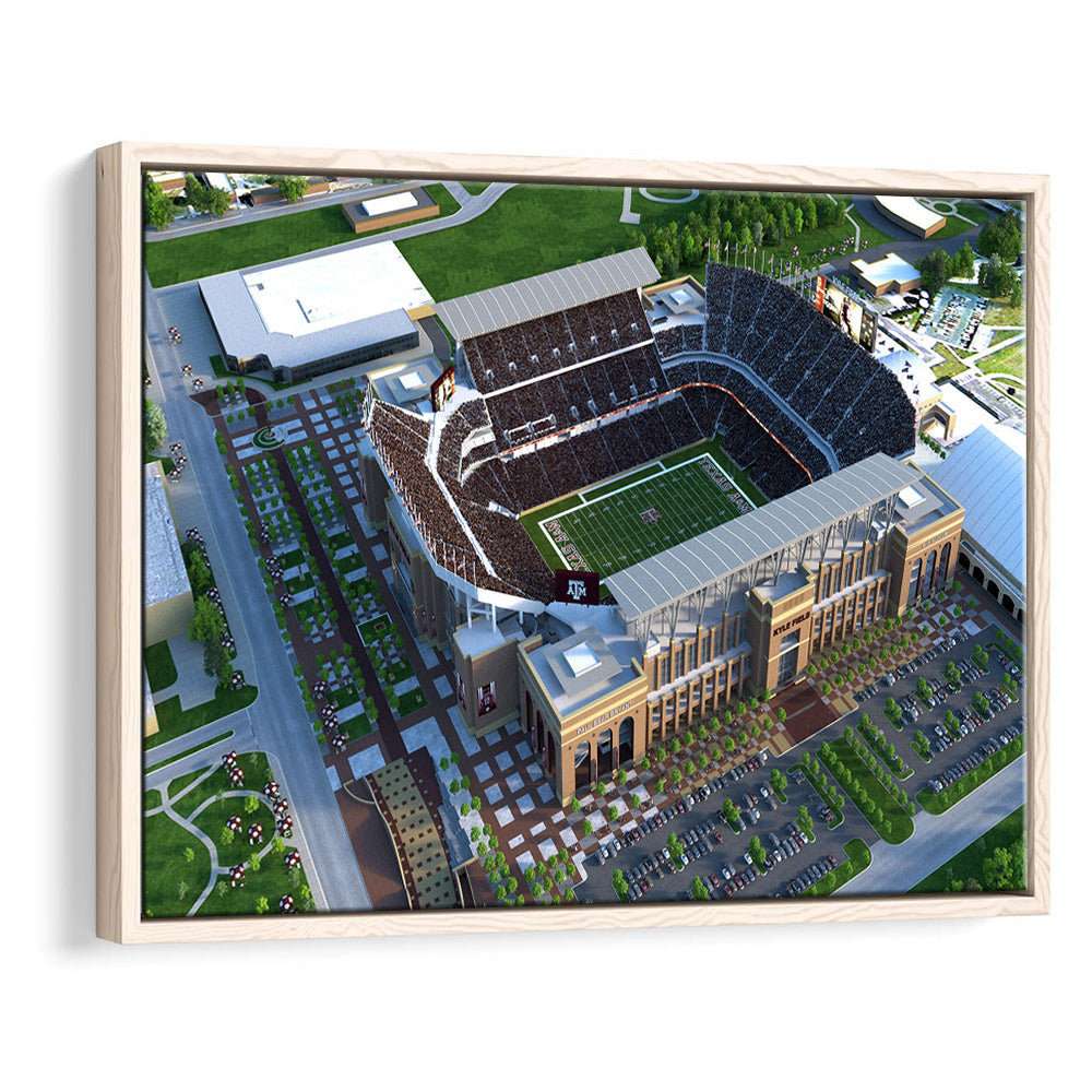 Kyle Field Ariel View, Stadium Canvas, Sport Art, Framed Canvas Print Wall Art, Floating Frame
