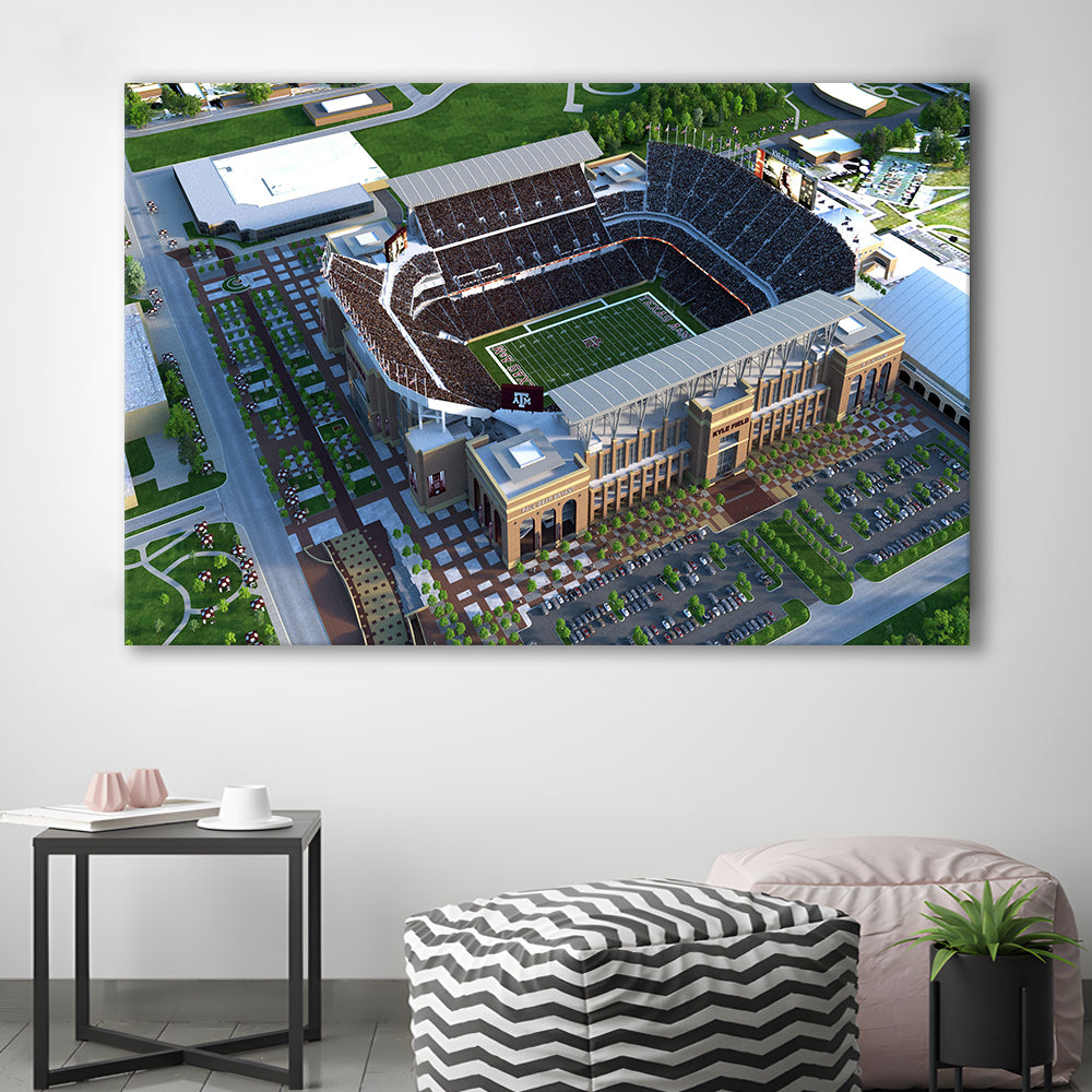 Kyle Field Ariel View, Stadium Canvas, Sport Art, Gift for him, Man Cave Decor, Art Print, Canvas Print Wall Art