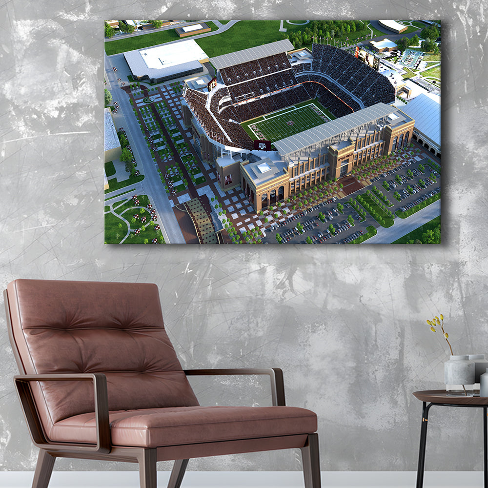 Kyle Field Ariel View, Stadium Canvas, Sport Art, Gift for him, Man Cave Decor, Art Print, Canvas Print Wall Art