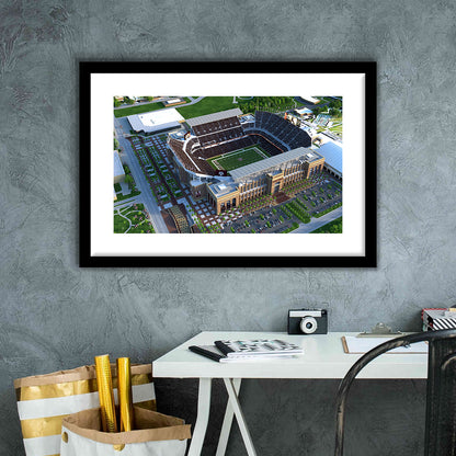 Kyle Field Ariel View, Stadium Canvas, Sport Art, Gift for him, White Border Framed Art Print Wall Decor