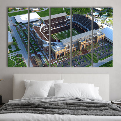 Kyle Field Ariel View, Stadium Canvas, Sport Art, 5 Panel B, Extra Large Canvas, Canvas Print Wall Art