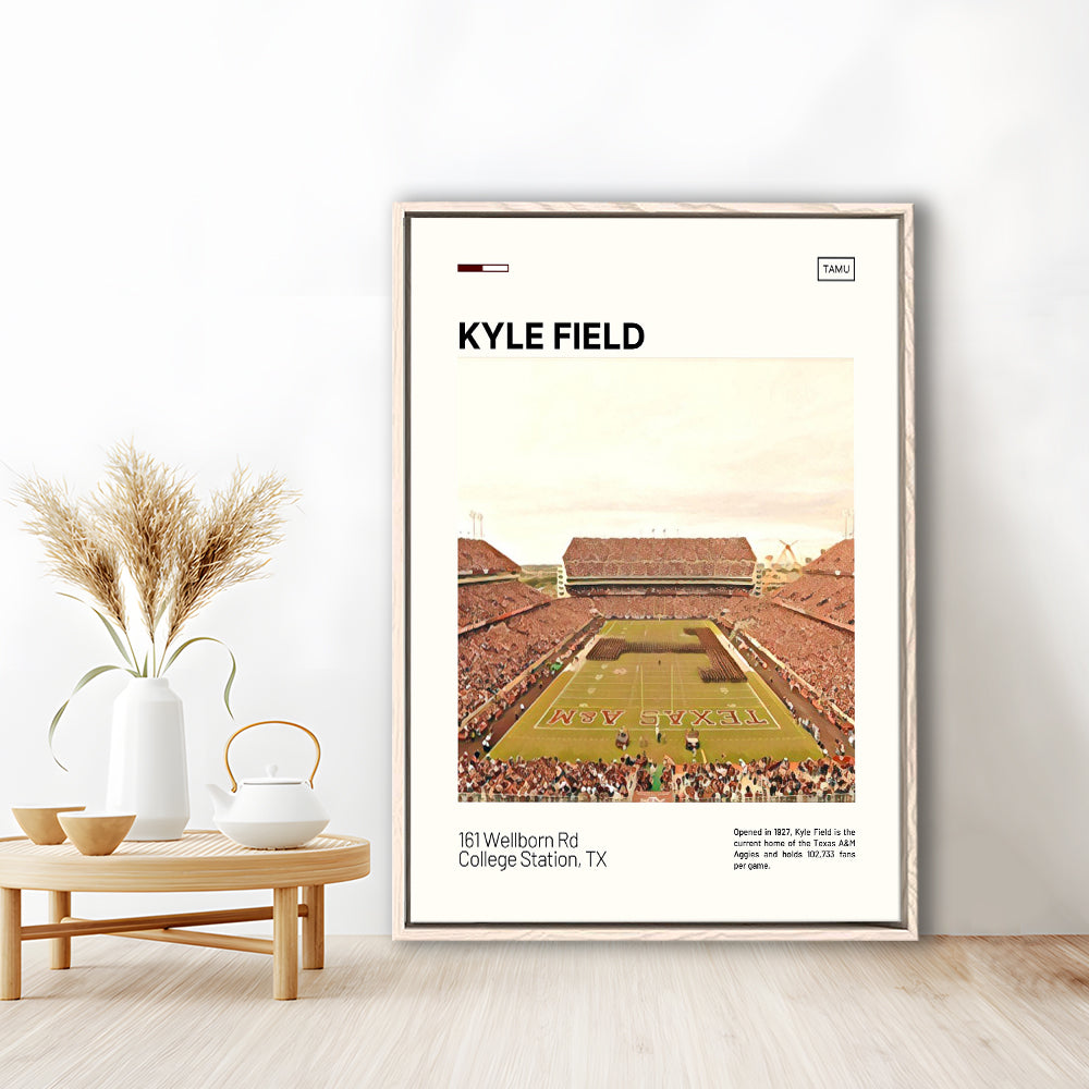 Kyle Field Print, Texas A&M Aggies Stadium Canvas Art, Man Cave Gift, Floating Framed Canvas Print Wall Art