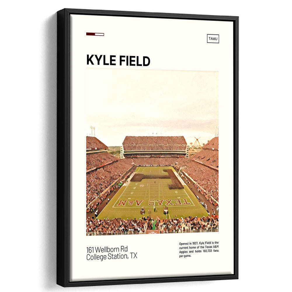 Kyle Field Print, Texas A&M Aggies Stadium Canvas Art, Man Cave Gift, Floating Framed Canvas Print Wall Art