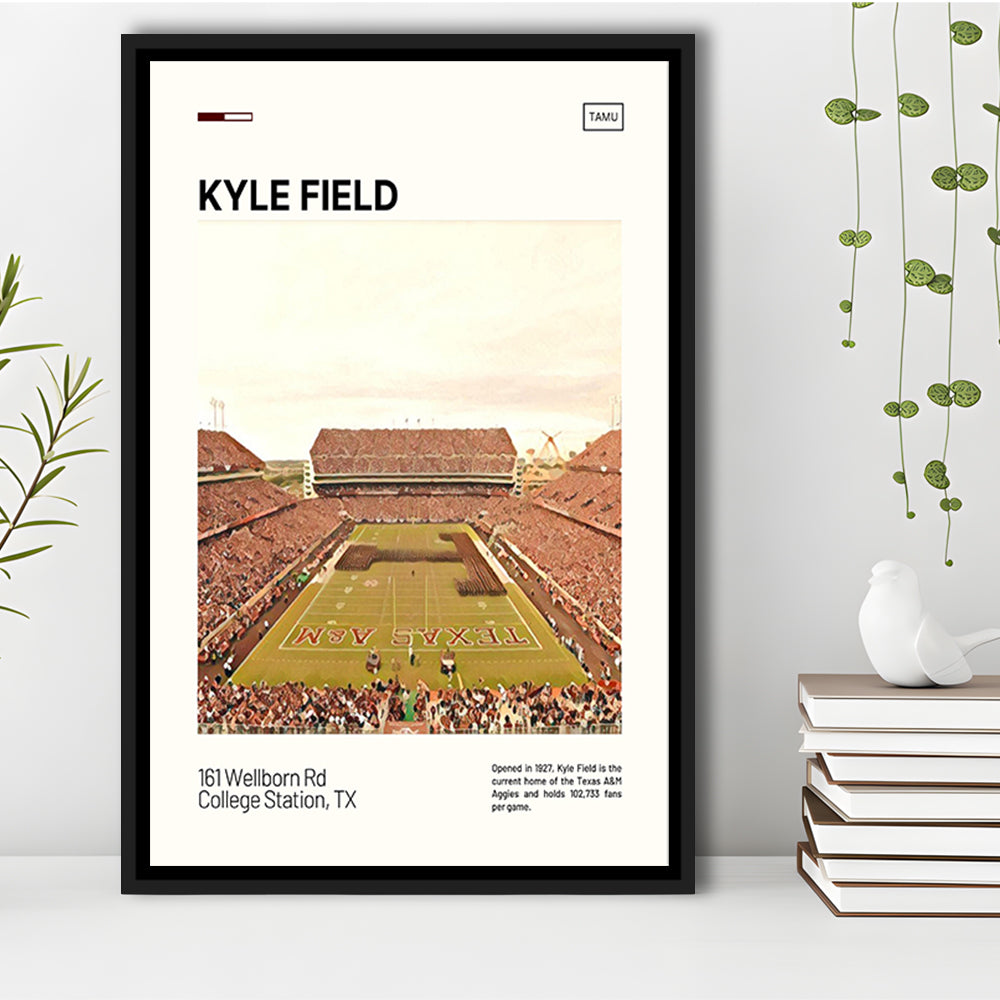 Kyle Field Print, Texas A&M Aggies Stadium Canvas Art, Man Cave Gift, Floating Framed Canvas Print Wall Art