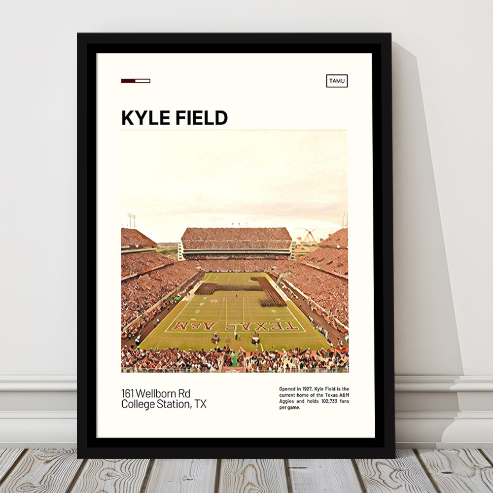 Kyle Field Print, Texas A&M Aggies Stadium Canvas Art, Man Cave Gift, Floating Framed Canvas Print Wall Art