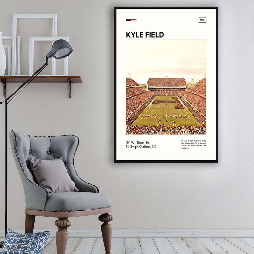 Kyle Field Print, Texas A&M Aggies Stadium Canvas Art, Man Cave Gift, Floating Framed Canvas Print Wall Art