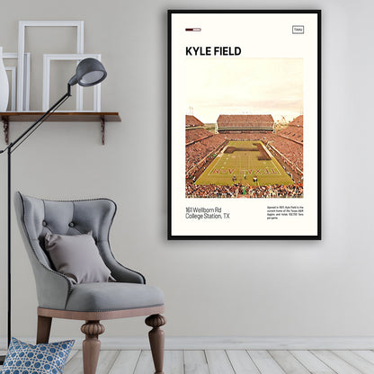 Kyle Field Print, Texas A&M Aggies Stadium Canvas Art, Man Cave Gift, Floating Framed Canvas Print Wall Art