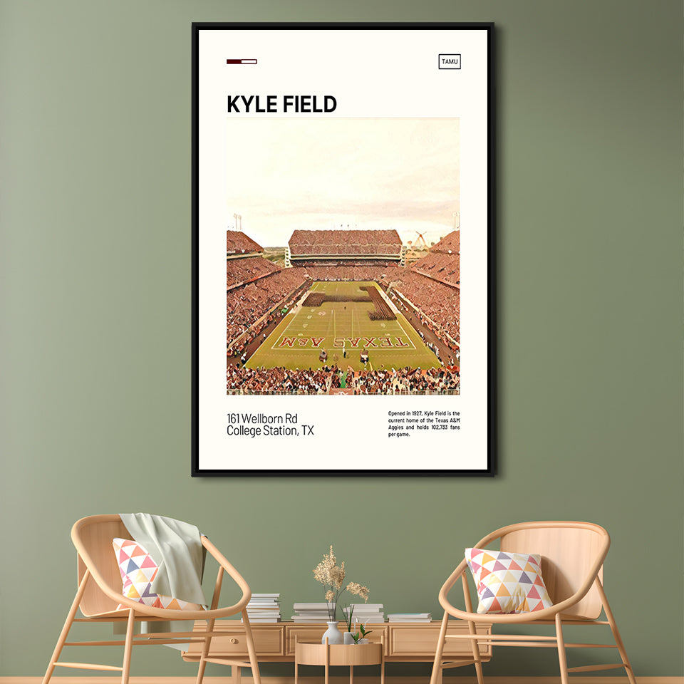Kyle Field Print, Texas A&M Aggies Stadium Canvas Art, Man Cave Gift, Floating Framed Canvas Print Wall Art