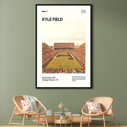 Kyle Field Print, Texas A&M Aggies Stadium Canvas Art, Man Cave Gift, Floating Framed Canvas Print Wall Art