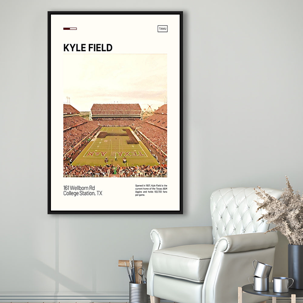 Kyle Field Print, Texas A&M Aggies Stadium Canvas Art, Man Cave Gift, Floating Framed Canvas Print Wall Art