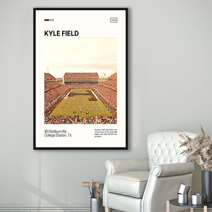 Kyle Field Print, Texas A&M Aggies Stadium Canvas Art, Man Cave Gift, Floating Framed Canvas Print Wall Art