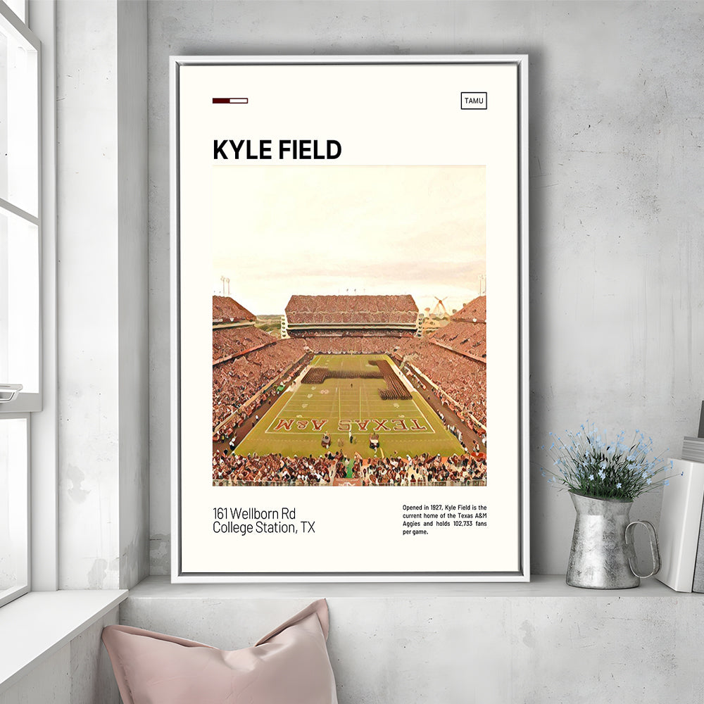 Kyle Field Print, Texas A&M Aggies Stadium Canvas Art, Man Cave Gift, Floating Framed Canvas Print Wall Art