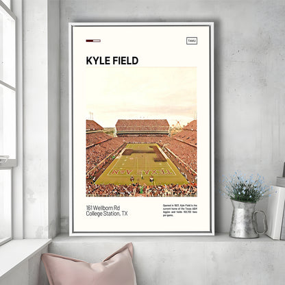 Kyle Field Print, Texas A&M Aggies Stadium Canvas Art, Man Cave Gift, Floating Framed Canvas Print Wall Art