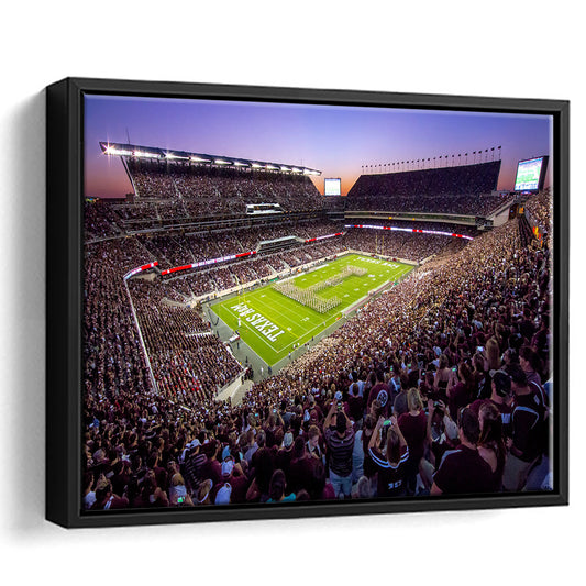 Kyle Field Scaled, Stadium Canvas, Sport Art, Framed Canvas Print Wall Art, Floating Frame