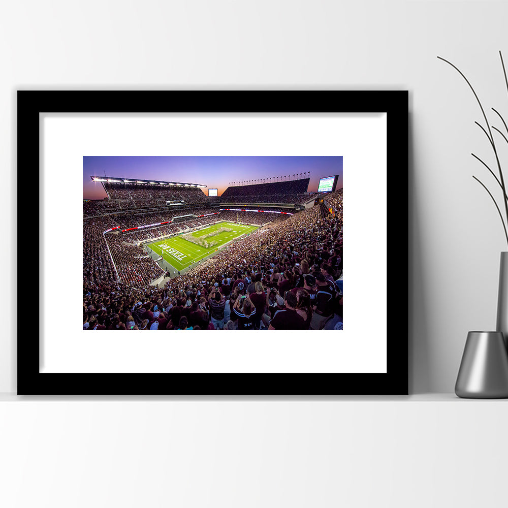 Kyle Field Scaled, Stadium Canvas, Sport Art, Gift for him, White Border Framed Art Print Wall Decor
