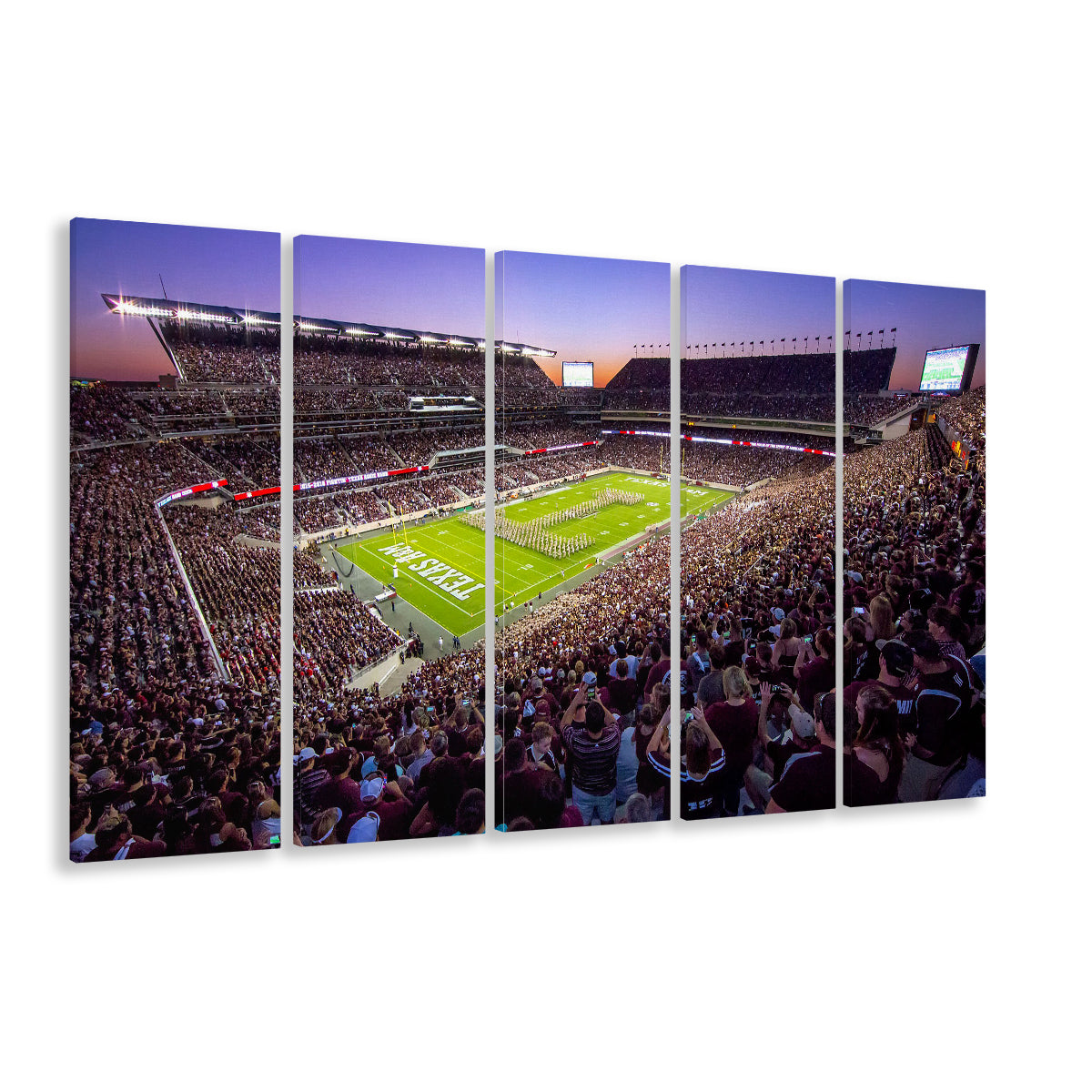 Kyle Field Scaled, Stadium Canvas, Sport Art, 5 Panel B, Extra Large Canvas, Canvas Print Wall Art
