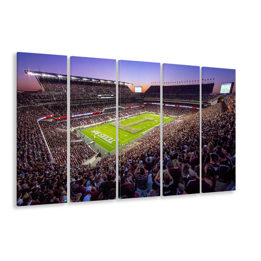 Kyle Field Scaled, Stadium Canvas, Sport Art, 5 Panel B, Extra Large Canvas, Canvas Print Wall Art
