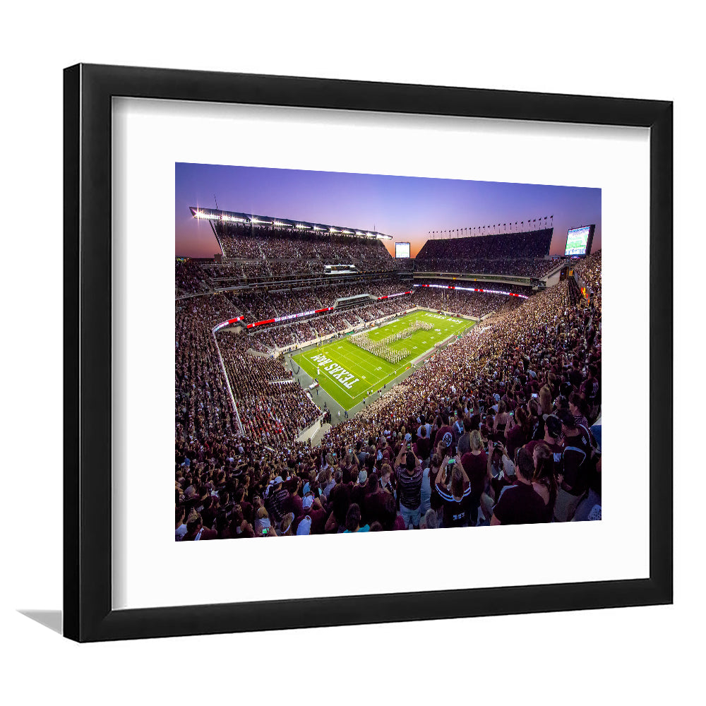 Kyle Field Scaled, Stadium Canvas, Sport Art, Gift for him, White Border Framed Art Print Wall Decor