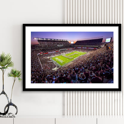 Kyle Field Scaled, Stadium Canvas, Sport Art, Gift for him, White Border Framed Art Print Wall Decor