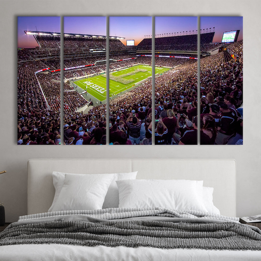 Kyle Field Scaled, Stadium Canvas, Sport Art, 5 Panel B, Extra Large Canvas, Canvas Print Wall Art