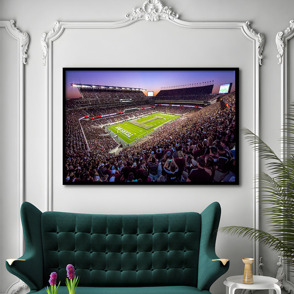 Kyle Field Scaled, Stadium Canvas, Sport Art, Gift for him, Framed Art Print Wall Decor, Picture Framed