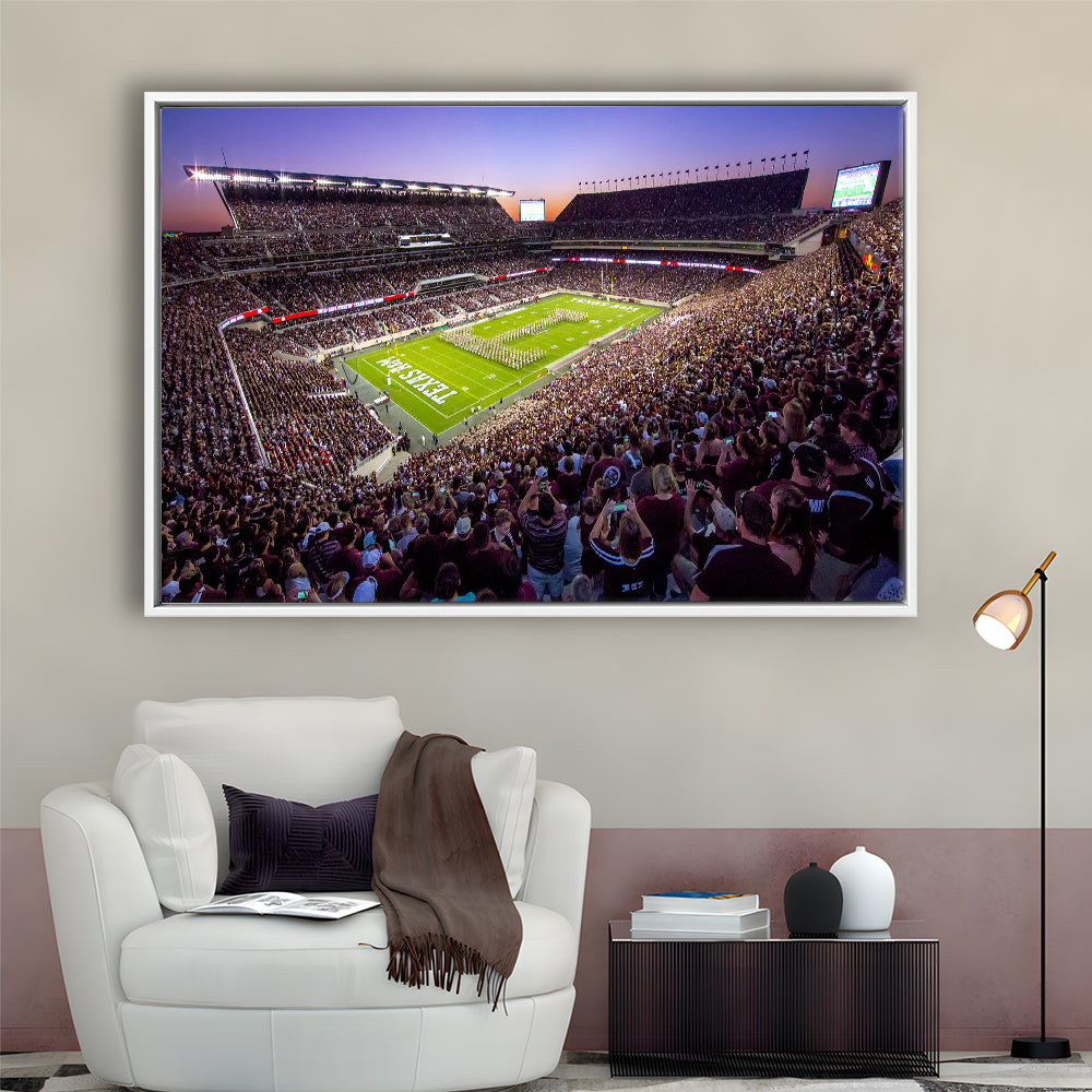 Kyle Field Scaled, Stadium Canvas, Sport Art, Framed Canvas Print Wall Art, Floating Frame