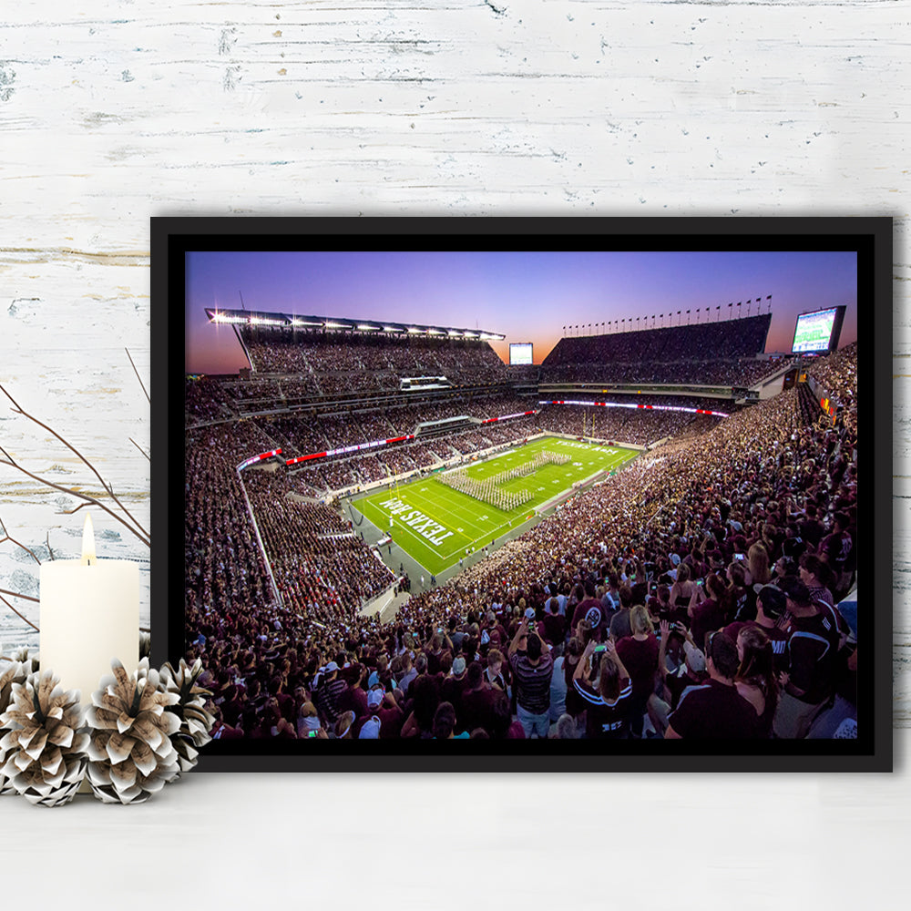 Kyle Field Scaled, Stadium Canvas, Sport Art, Framed Canvas Print Wall Art, Floating Frame