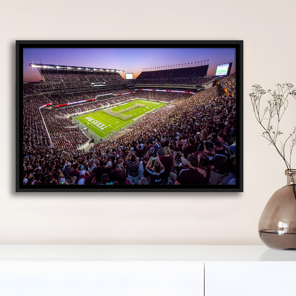 Kyle Field Scaled, Stadium Canvas, Sport Art, Framed Canvas Print Wall Art, Floating Frame