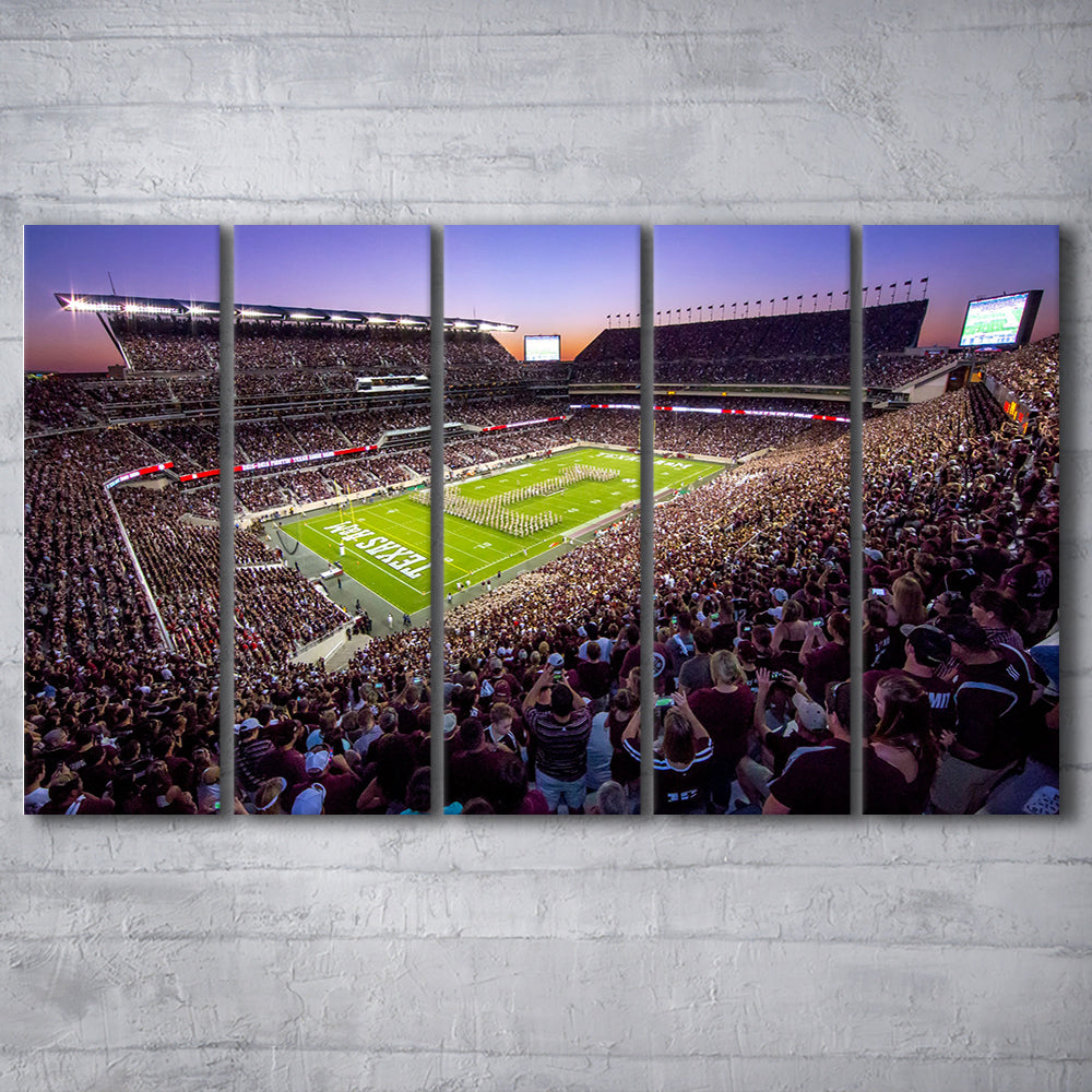 Kyle Field Scaled, Stadium Canvas, Sport Art, 5 Panel B, Extra Large Canvas, Canvas Print Wall Art