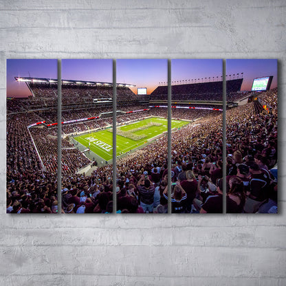 Kyle Field Scaled, Stadium Canvas, Sport Art, 5 Panel B, Extra Large Canvas, Canvas Print Wall Art