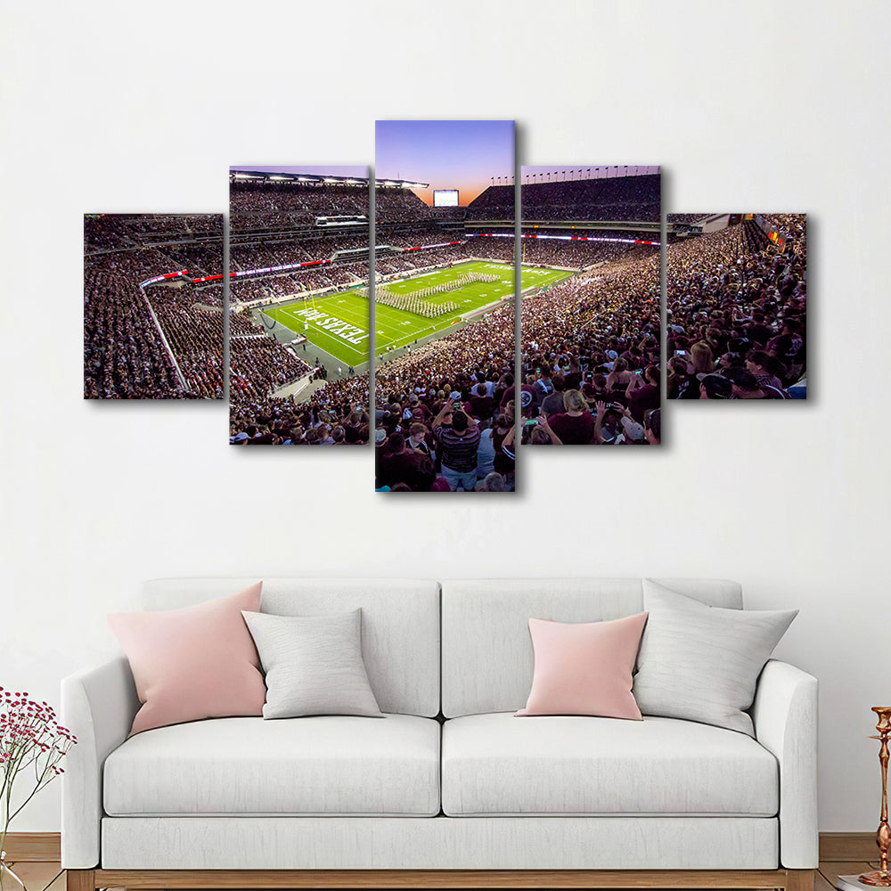 Kyle Field Scaled, Stadium Canvas, Sport Art, Gift for him, 5 Panel, Large Canvas, Canvas Print Wall Art