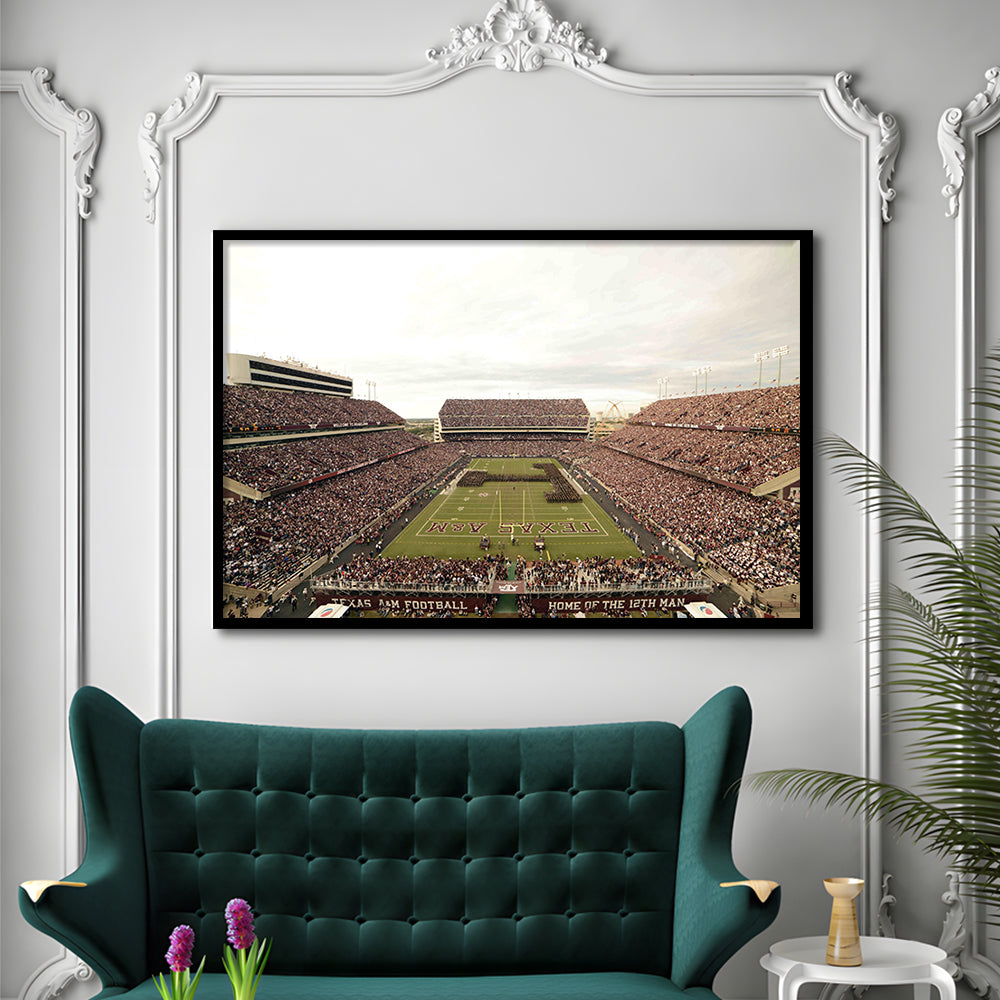 Kyle Field, Stadium Canvas, Sport Art, Gift for him, Framed Art Print Wall Decor, Picture Framed